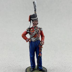 Collectible figurine 54 mm 1/32 Scale, Napoleonic sculpture, Hand Painted miniature, Metal toy soldier, Russian Cossack of the Leib Guard