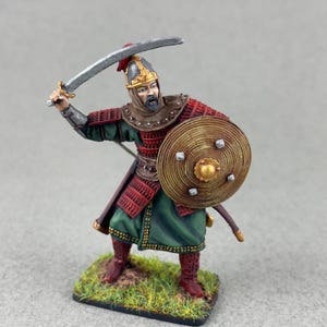 Tin soldier figure, Painted scale model 1/32, Mongolian Warrior figurine, 13th Century, Military miniature, History gift, The Golden Horde
