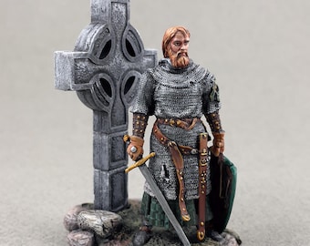 Figurine Miniature Chevalier Médiéval En étain Peint - 90 Mm