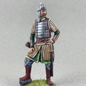 Golden Horde Warrior 75 mm 1/24, Painted tin toy soldier, Archer figurine, Historical figure, Medieval Knight statue, Collectible miniature