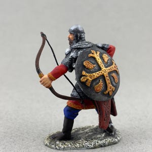 Historical figure 54 mm 1/32, Medieval Archer of Kievan Rus, Painted metal toy soldier, Knight statue, Warrior soldier, Knight miniature