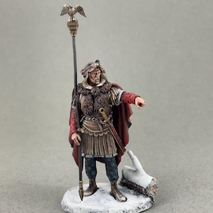 Historical figurine 54 mm 1/32, Roman Aquilifer Legio VII Claudia, Hand painted miniature, Metal toy soldier, Warrior figure, Ancient Rome