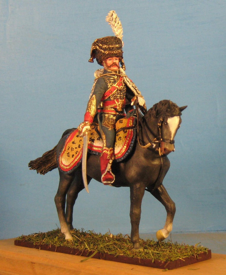 French Guard mounted artillery, Napoleonic Wars Painted figure 1/30 Scale, Toy soldier, Napoleonic miniature, Metal figurine VID SOLDIERS 36-001 Officer