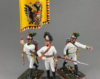 Fanteria di linea austriaca, Soldatino di latta dipinto in scala 1/30, Miniatura napoleonica, Soldatini di latta, Guerre napoleoniche, Figurina in metallo VID SOLDIERS