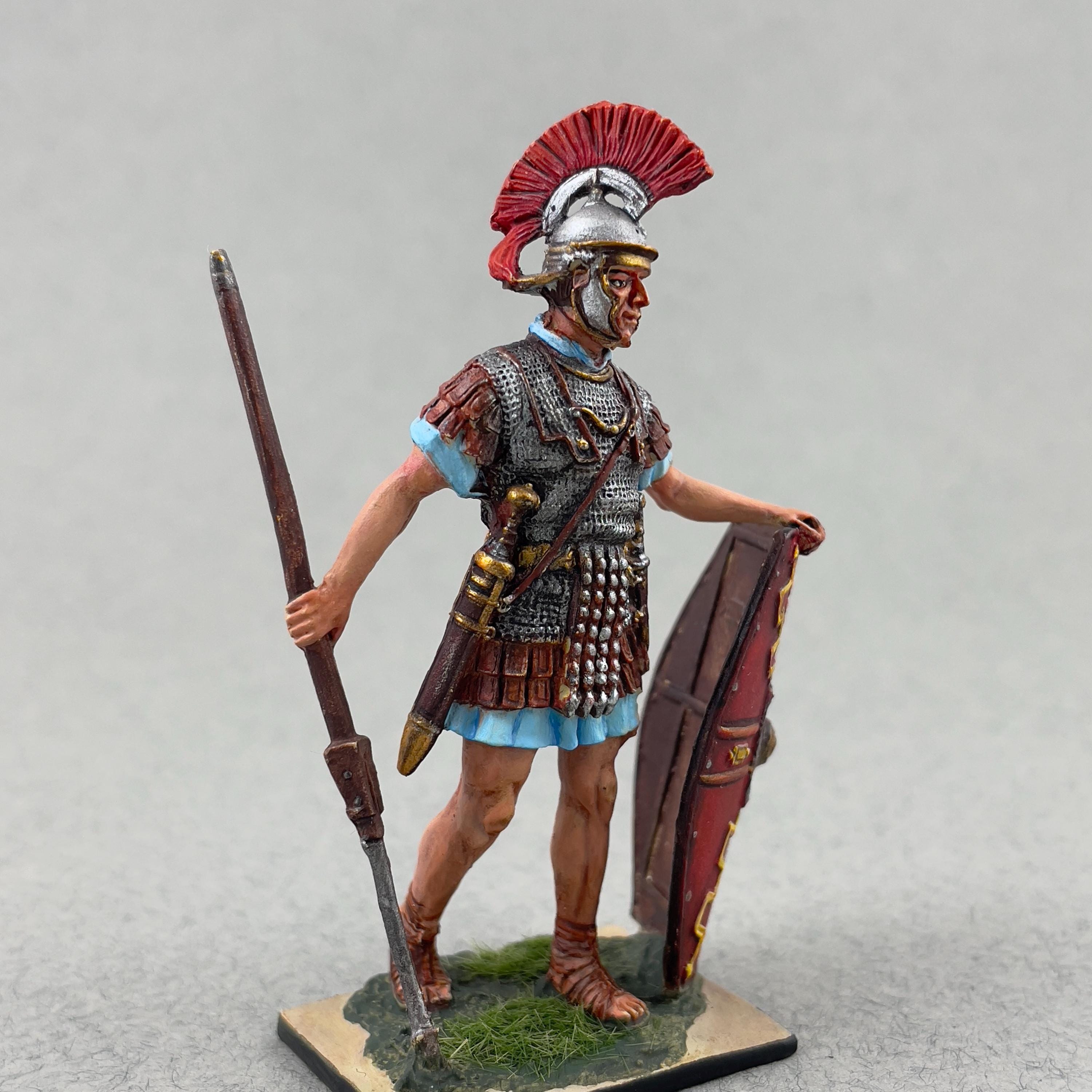 ローマ軍団兵 54 mm、ローマ兵士フィギュア、古代兵士、塗装済み金属像