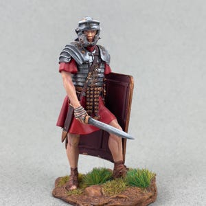Roman soldier miniature 75 mm 1/24, Roman Legionary Legio I Minervia, Ancient Rome, Historical figure, Tin toy soldier, Painted Legionnaire