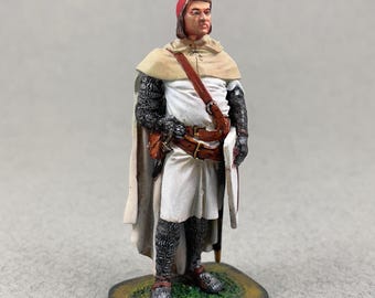 Crusader Knight 54 mm 1/32, Historical figure, Medieval Knight miniature, Collectible figurine, Hand Painted metal toy soldier, Middle Ages