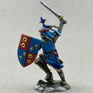 Crusader miniature 54 mm 1/32, Italian Knight figurine, Guillaume Balnis figure, Knight miniature statue, Painted tin soldier, Middle Ages
