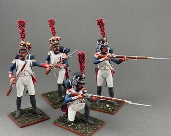 戦闘中のフランス軽騎兵、ナポレオンの金属製おもちゃの兵士 1/30