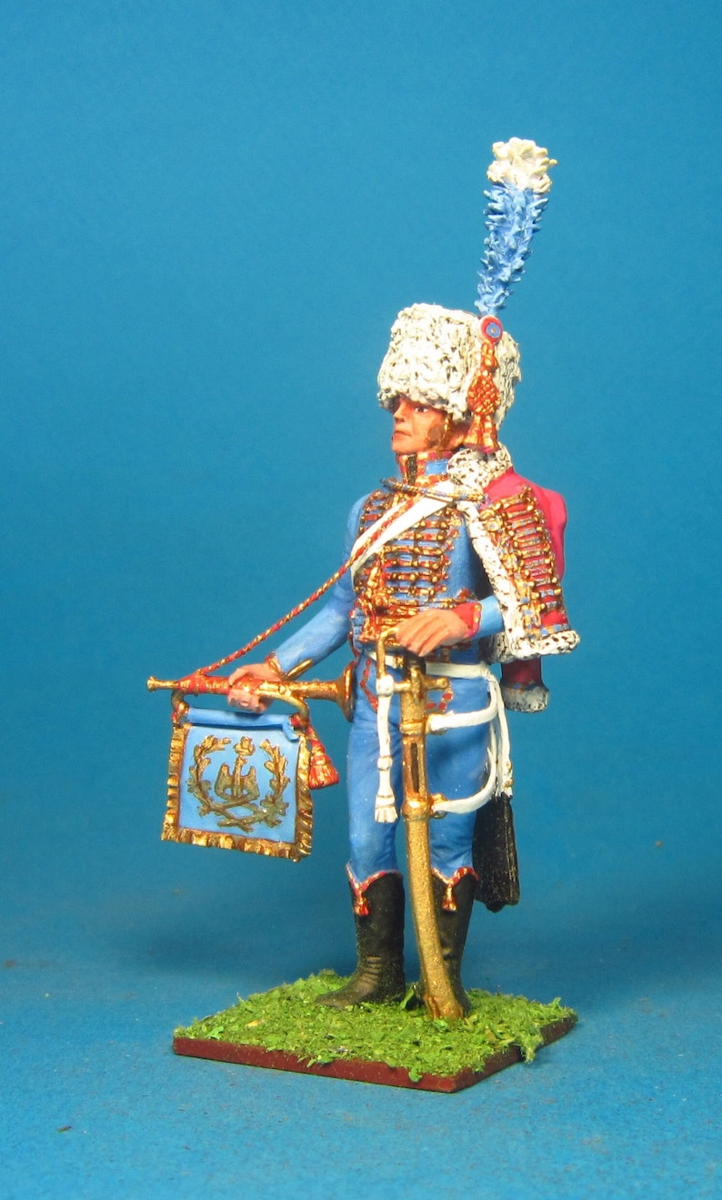 French Guard mounted artillery, Napoleonic Wars Painted figure 1/30 Scale, Toy soldier, Napoleonic miniature, Metal figurine VID SOLDIERS 36-011 Trumpeter