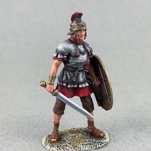 Sammelfigur 54 mm, römischer Zinnsoldat, Zinnsoldat, Miniaturkrieger, antikes Rom, römisches Dekurium, römischer Reichsposten