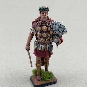 Historische miniatuur 54 mm 1/32, Romeinse centurion figuur, oud Rome, geschilderd Romeins beeldje, collectible sculptuur, model blikken speelgoedsoldaat