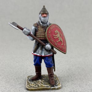 Historical figure 54 mm 1/32, Knight statue, Medieval Warrior of Kievan Rus, Tin toy soldier, Painted Knight miniature, Collectible figurine