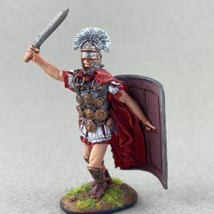 Tinnen miniatuurbeeldje 54 mm 1/32, Romeins Centurion-standbeeld Tweede Legioen Augusta, Oude Rome, Handgeschilderde speelgoedsoldaat, Verzamelfiguur