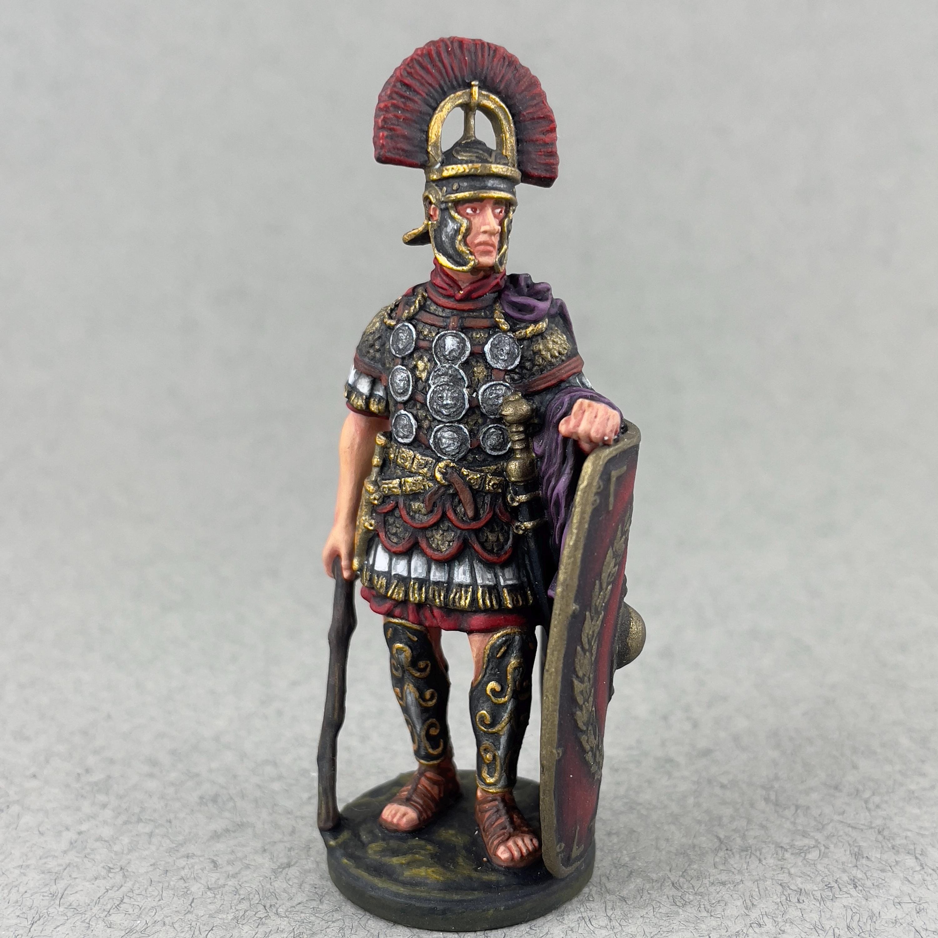 手描きのローマ百人隊長ミニチュア54mm、古代ローマの兵士の置物