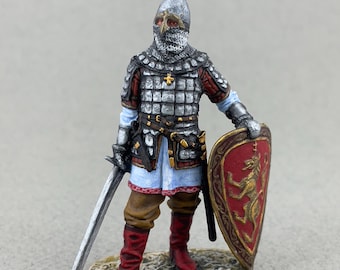 54 mm Medieval Noble Warrior of Kievan Rus, Historical figurine, Painted tin toy soldier, Slavic knight miniature, Viking Era