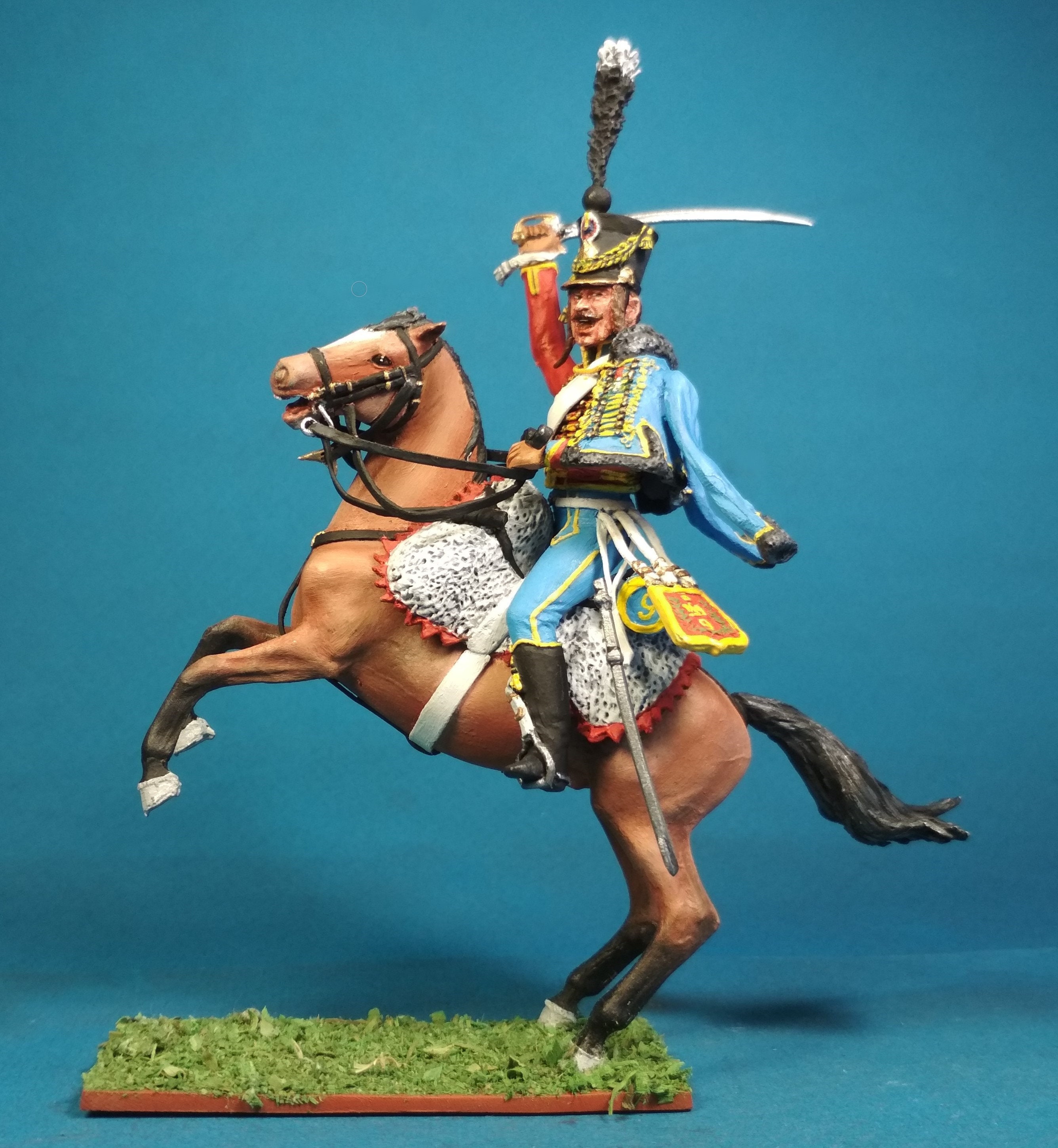 戦闘中のフランス軽騎兵、ナポレオンの金属製おもちゃの兵士 1/30