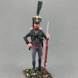 Napoleonsk målad miniatyr 1/30 Skala 60 mm, Sachsisk infanteri, Metallskulptur, Napoleonsk plåtsoldat, Samlarfigur VID SOLDIERS