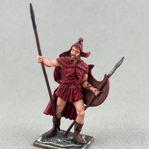 Collectible figure 54 mm 1/32, Thracian peltast figurine, Historical miniature, Hand Painted Tin toy soldier, Ancient Greece, Greek soldier