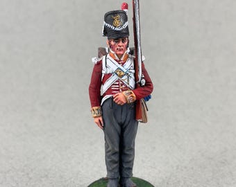 Figura coleccionable de 54 mm, miniatura de infantería británica napoleónica, soldado de metal pintado, 44.º Regimiento británico