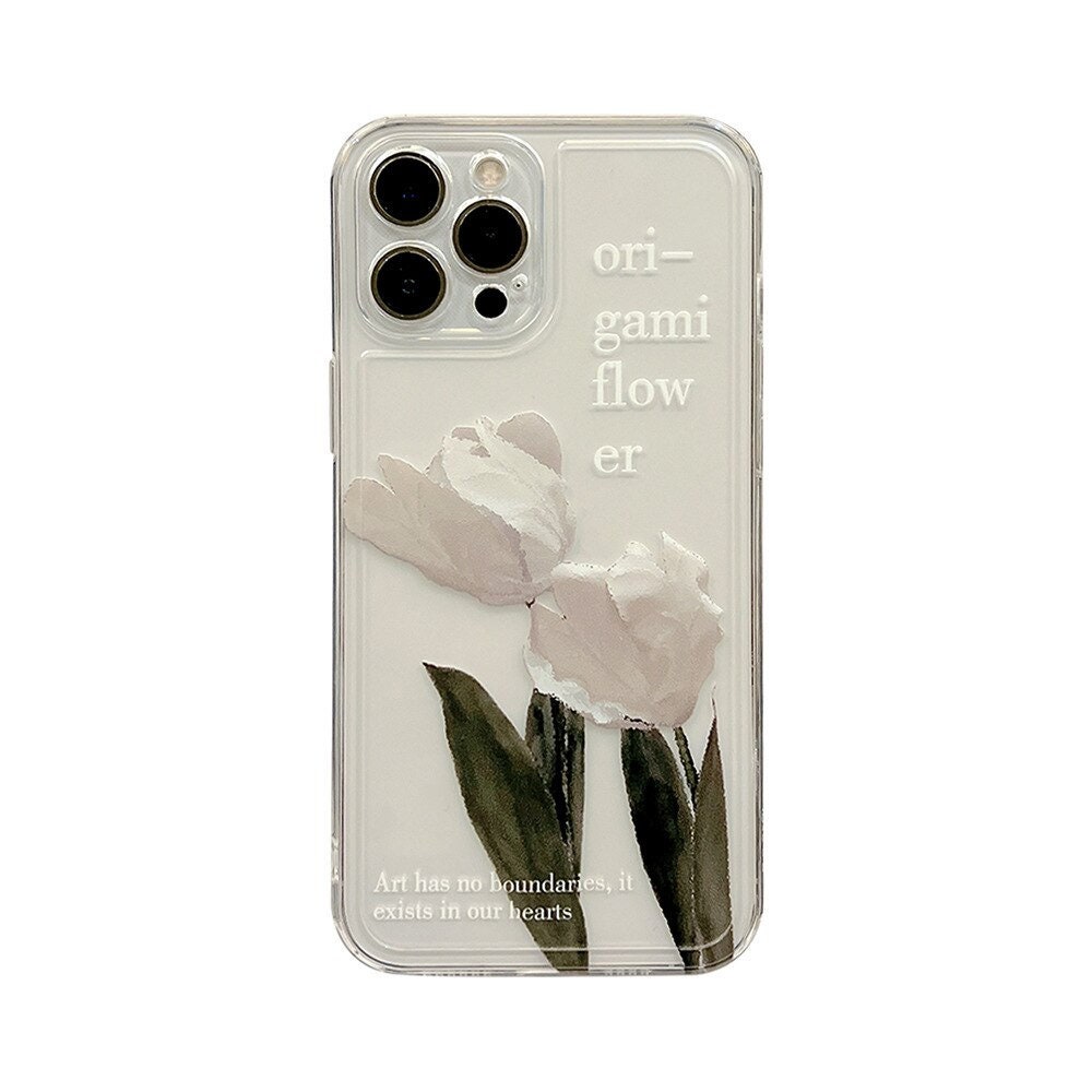 Origami Flower Retro Cold Cool White Flowers Transparent Phone - Etsy