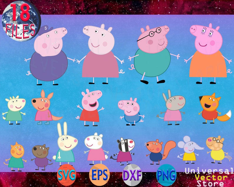 Download Peppa Family Svg Cut File For Cricut Silhouette Peppa Pig Vector Digital Files Svg Eps Png