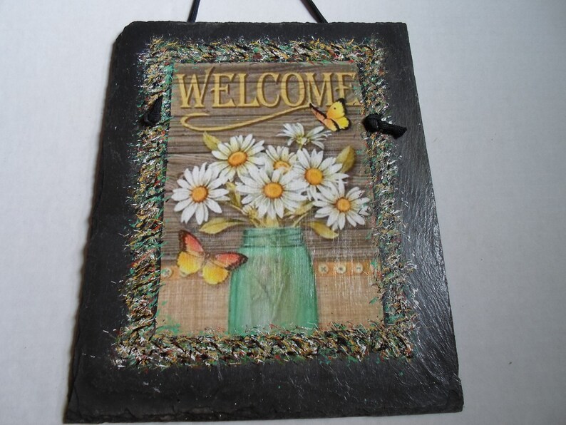 8x10 Decoupage & Hand Painted Slate Roofing Tile From Maine Etsy