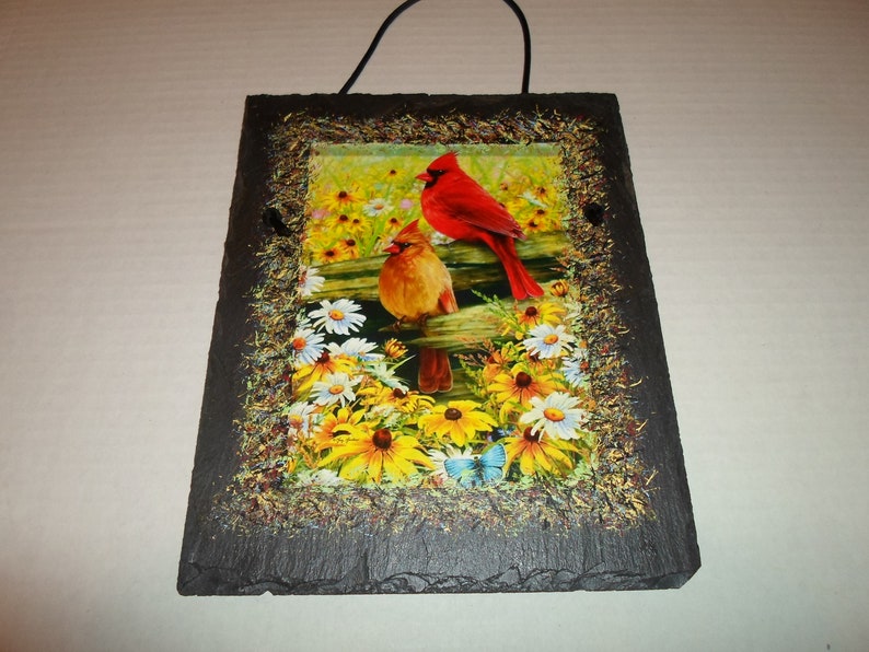 8x10 Decoupage & Hand Painted Slate Roofing Tile From Maine Etsy