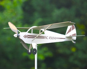 Luscomb taildragger airplane weathervane, windmill, whirlygig. Fuselage is 22" long, wing span 23"