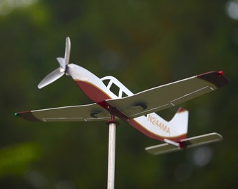 Piper PA-32R-301 airplane weathervane, windmill, whirlygig. Fuselage is about 22" long, wing span about 20. "