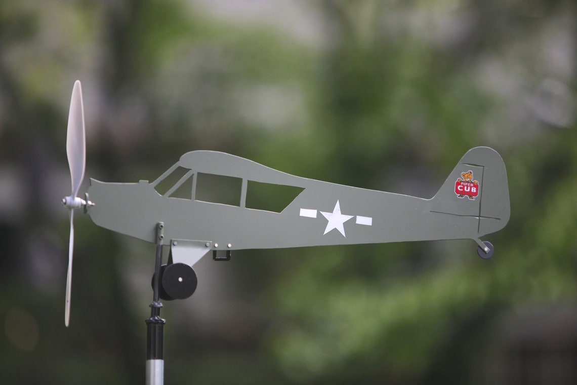 Piper Super Cub Airplane Weathervane, Windmill, Whirlygig. Made Out of