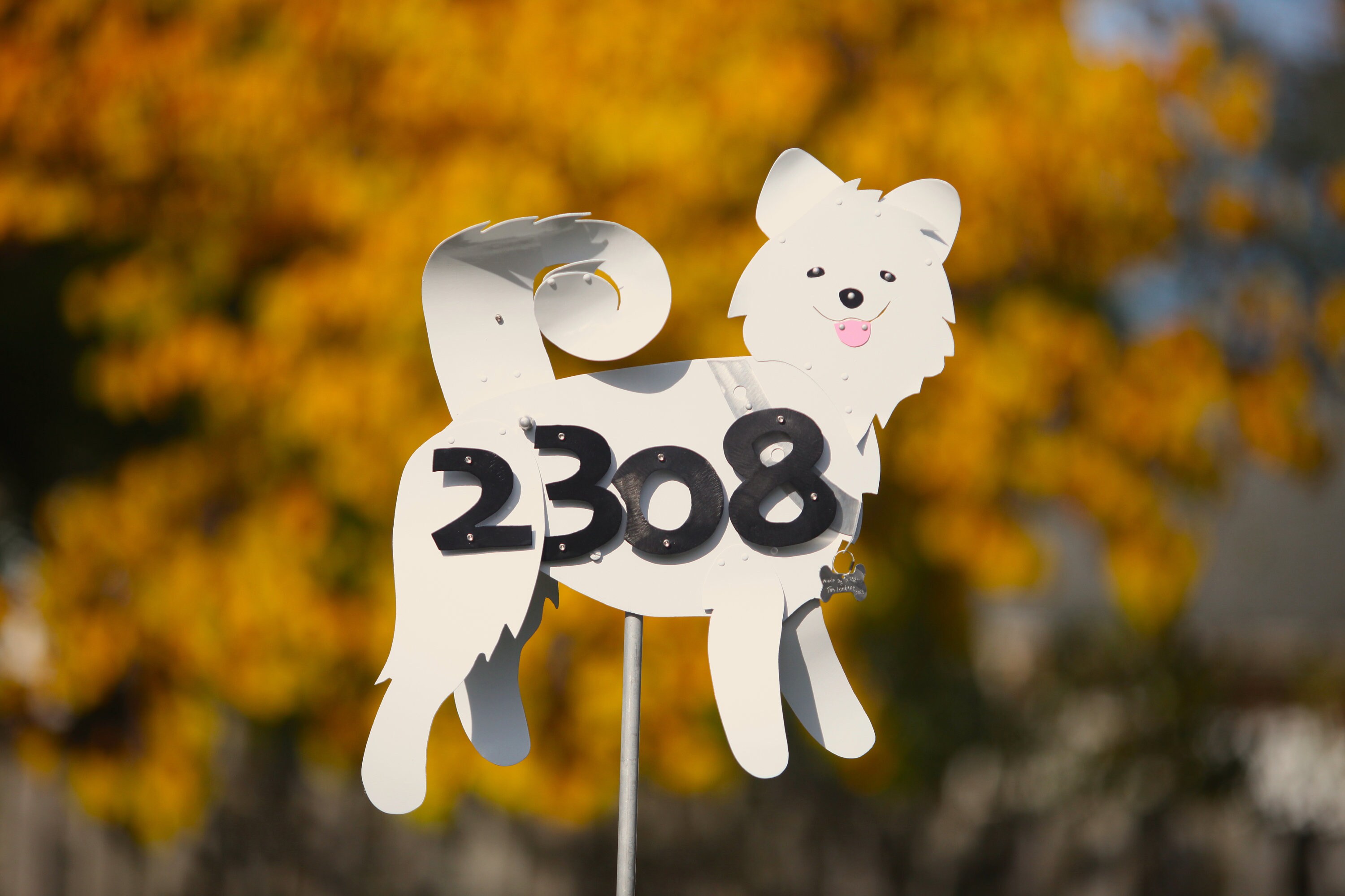 Custom Dog House Number Sign. This One is a Samoyed Dog. Etsy