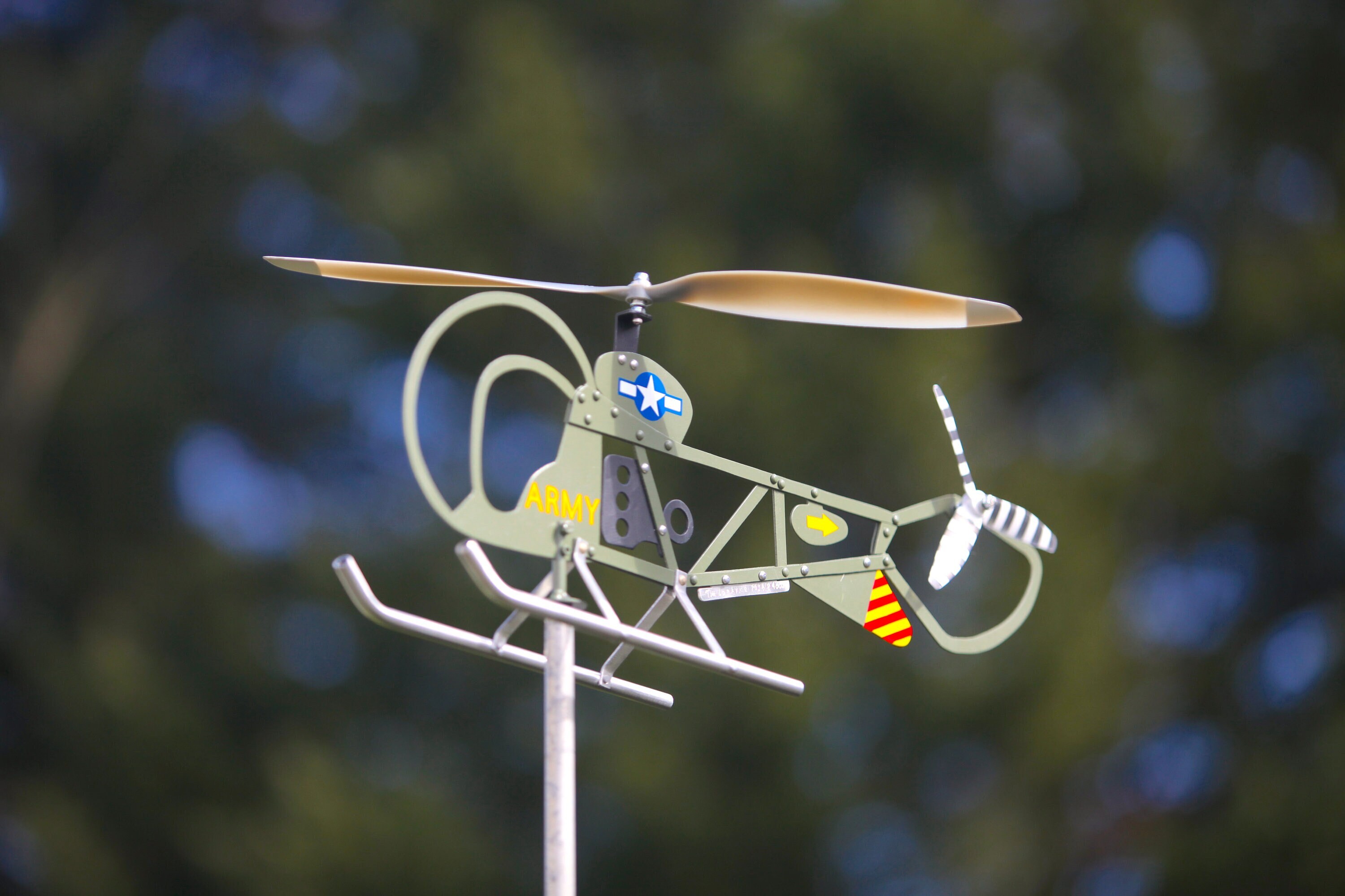 Bell 47 Helicopter Weathervane, Windmill, Whirligig. Army