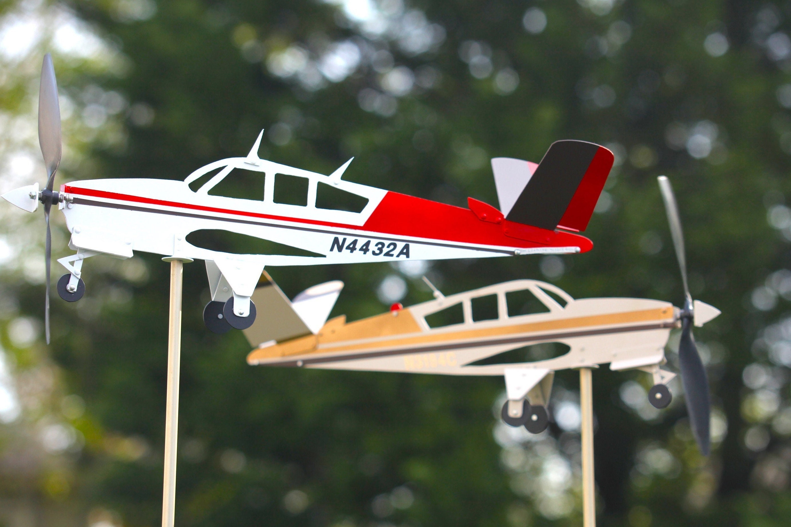 Bonanza V35 V-tail Airplane Whirligig Weather Vane Windmill