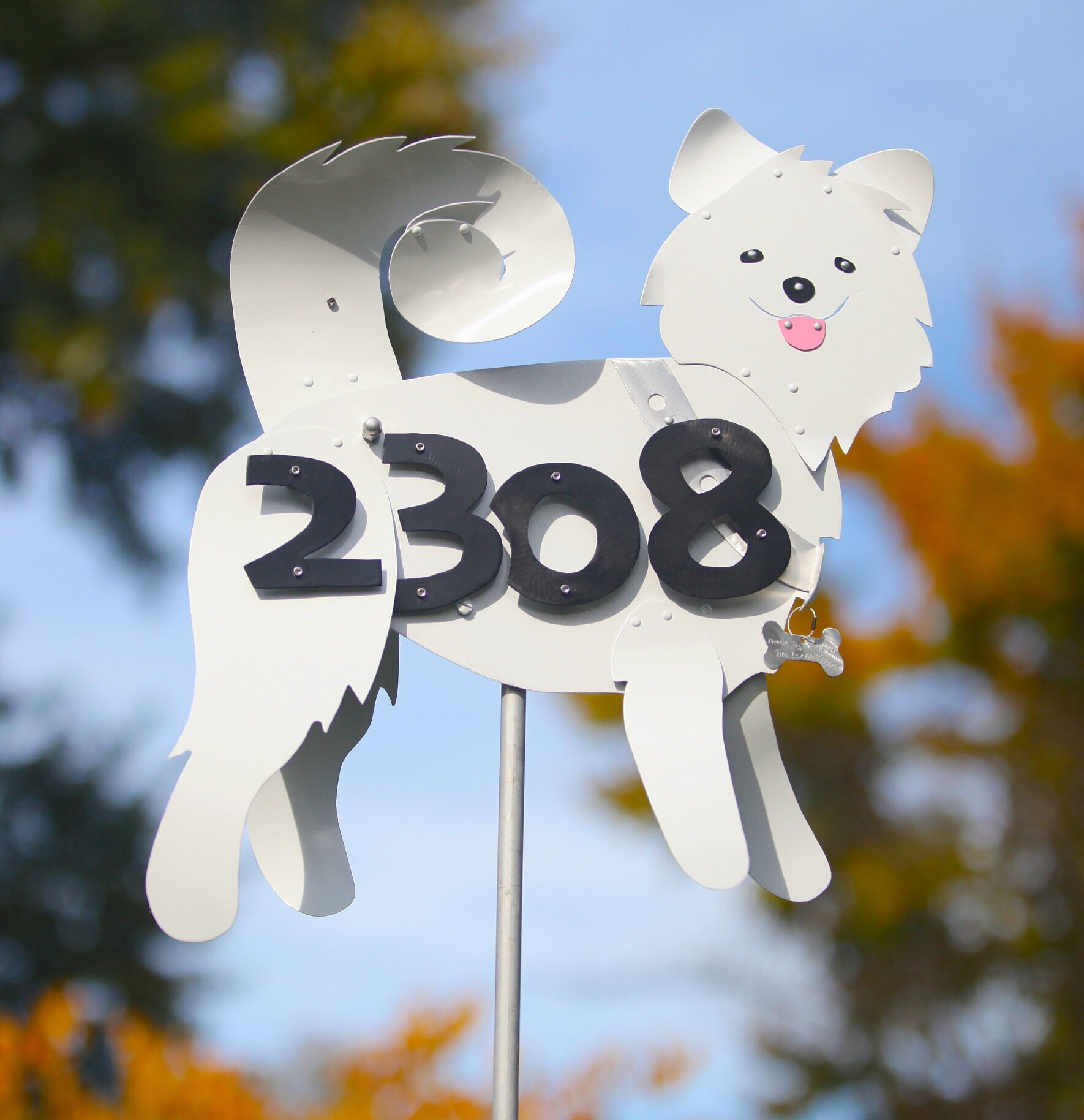 Custom Dog House Number Sign. This One is a Samoyed Dog. Etsy