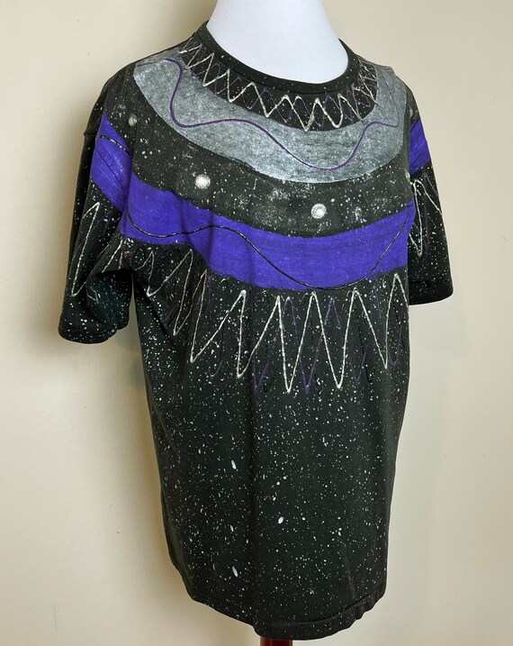 Vintage 1980's Embellished and Puff Painted T-Shi… - image 4