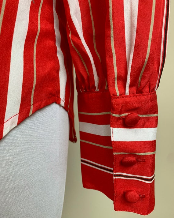 Vintage 1980's Red Striped Blouse - image 6