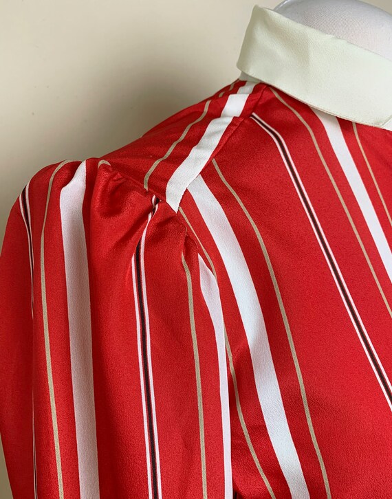 Vintage 1980's Red Striped Blouse - image 5