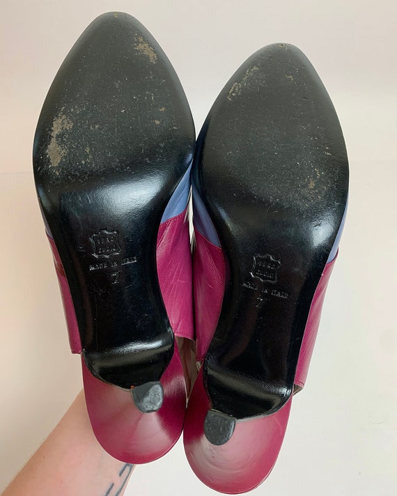 Vintage 1980's Ted Lapidus Purple Leather Heels - image 10