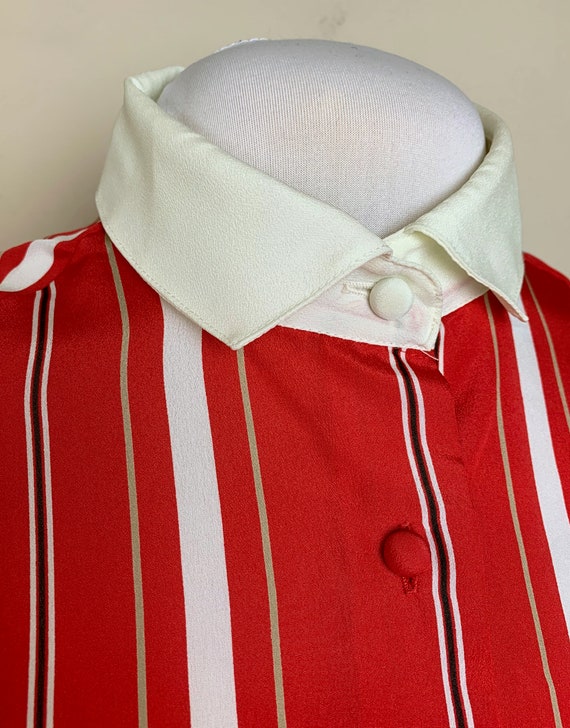 Vintage 1980's Red Striped Blouse - image 4