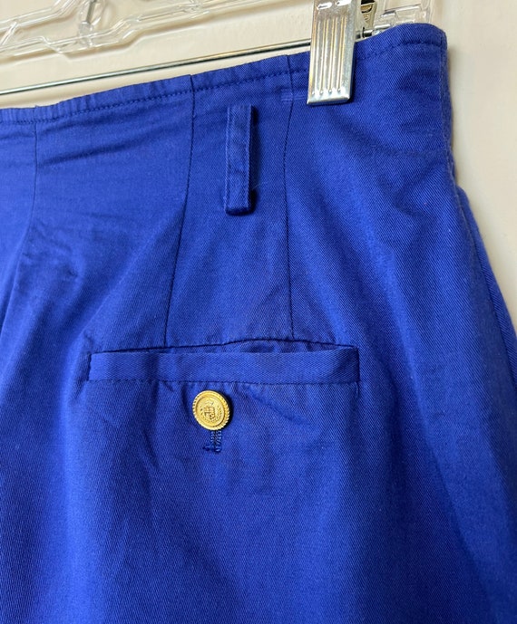 Vintage 1980's Blue Cotton Pleated Shorts - image 7