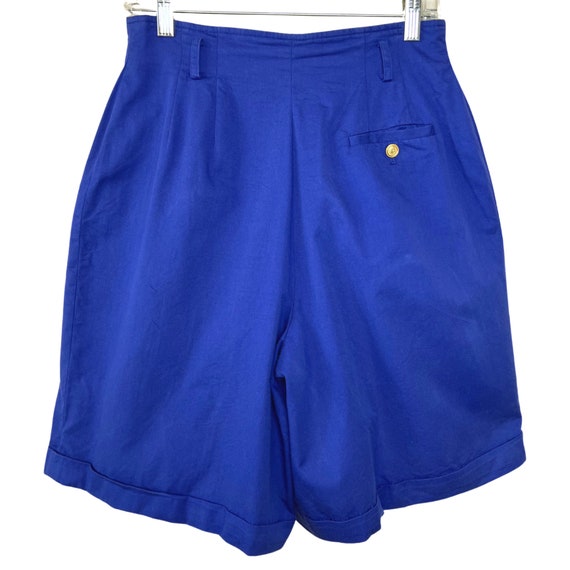 Vintage 1980's Blue Cotton Pleated Shorts - image 6