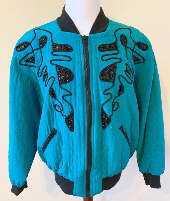 Vintage 1980's Beaded Bomber Jacket