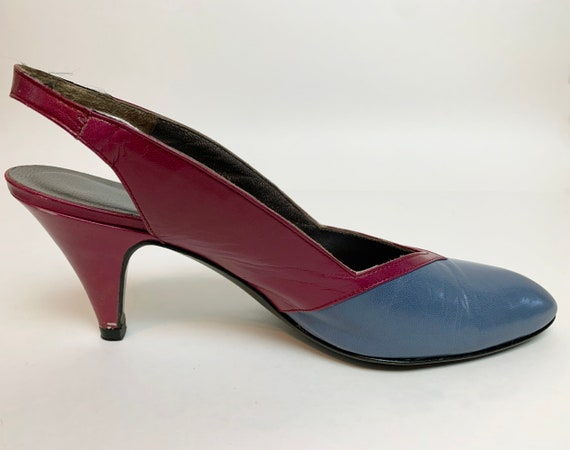Vintage 1980's Ted Lapidus Purple Leather Heels - image 3