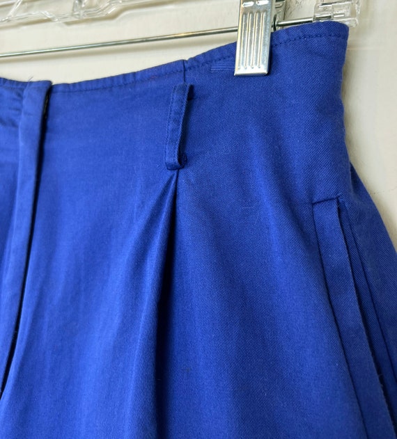 Vintage 1980's Blue Cotton Pleated Shorts - image 3