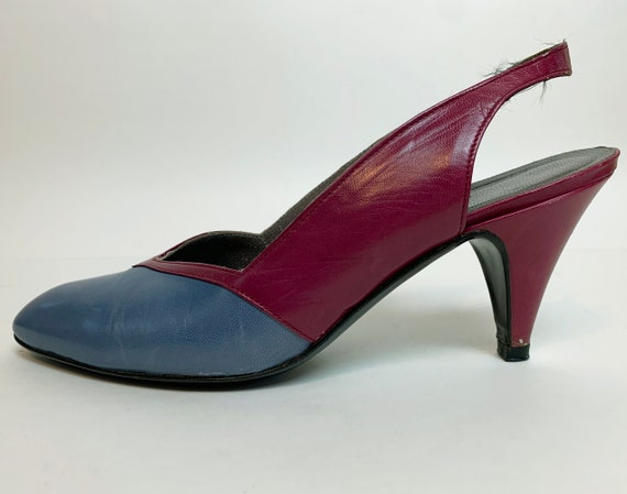 Vintage 1980's Ted Lapidus Purple Leather Heels - image 4