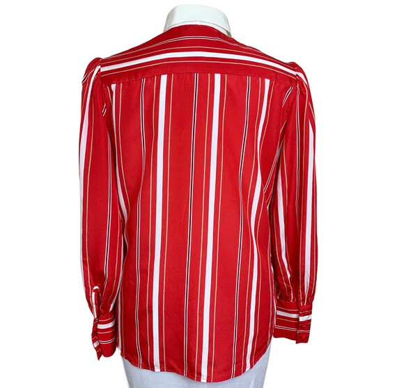 Vintage 1980's Red Striped Blouse - image 7