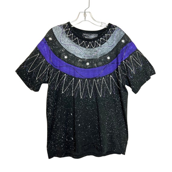 Vintage 1980's Embellished and Puff Painted T-Shi… - image 2