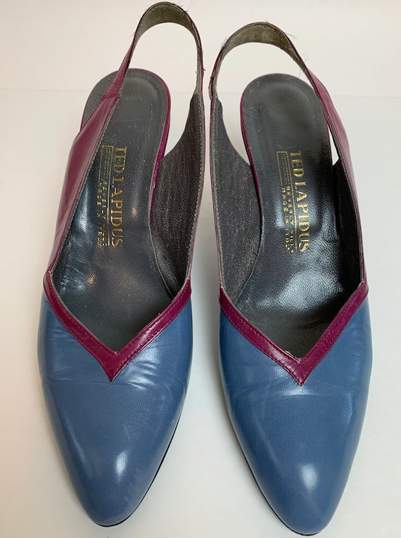 Vintage 1980's Ted Lapidus Purple Leather Heels - image 2