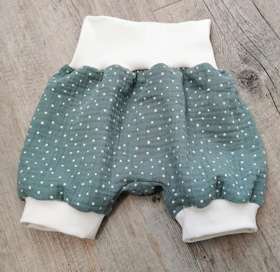 Pumphose aus Musselin kurze ,Sommerpumpi mintgrün mit Pünktchen Gr